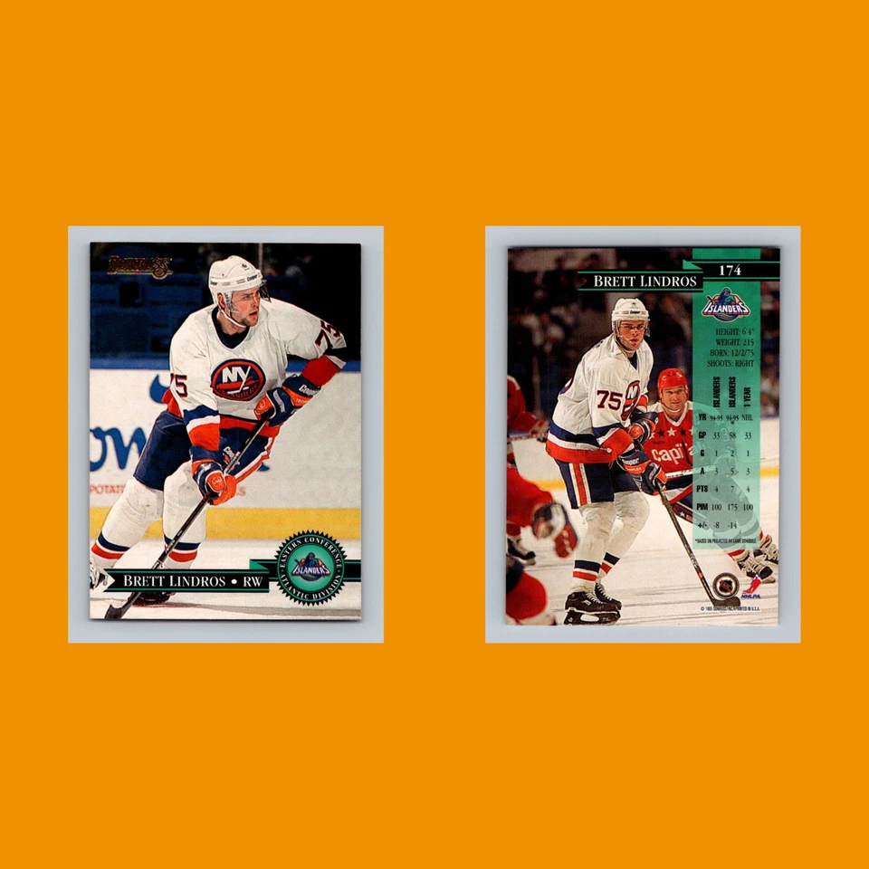 Brett Lindros #174 1995 Donruss New York Islanders Hockey Card NHL NM - Image 3 of 3