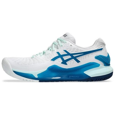 ASICS Gel Resolution 9 White Teal Blue 1042 A208-102 Tennis Shoes