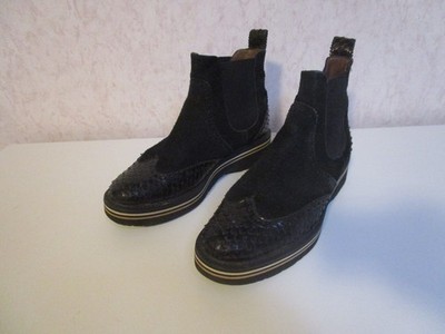 Pertini Boots Leder/Wildleder seitlich Stretcheinsatz Gummisohle schwarz  Gr.38
