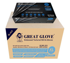 Great Glove Diamond Grip Heavy Duty Nitrile Gloves-Black 6mil Case of 10 Boxes 