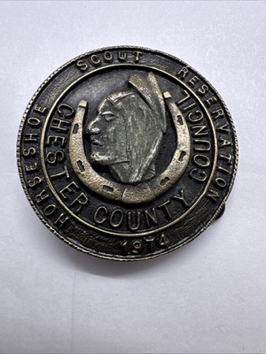 VINTAGE BSA 1974 Horseshoe Scout Reservation CHESTER County COUNCIL  Belt Buckle