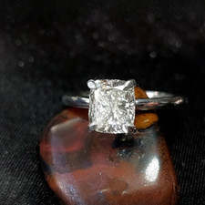 2 Carat Cushion Cut Lab Grown Diamond Hidden Halo Double Prong Setting Ring