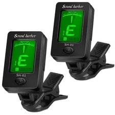 Guitar Tuner Clip On Ukulele Tuner 2 Pack for All Instruments Guitar Bass Uku...