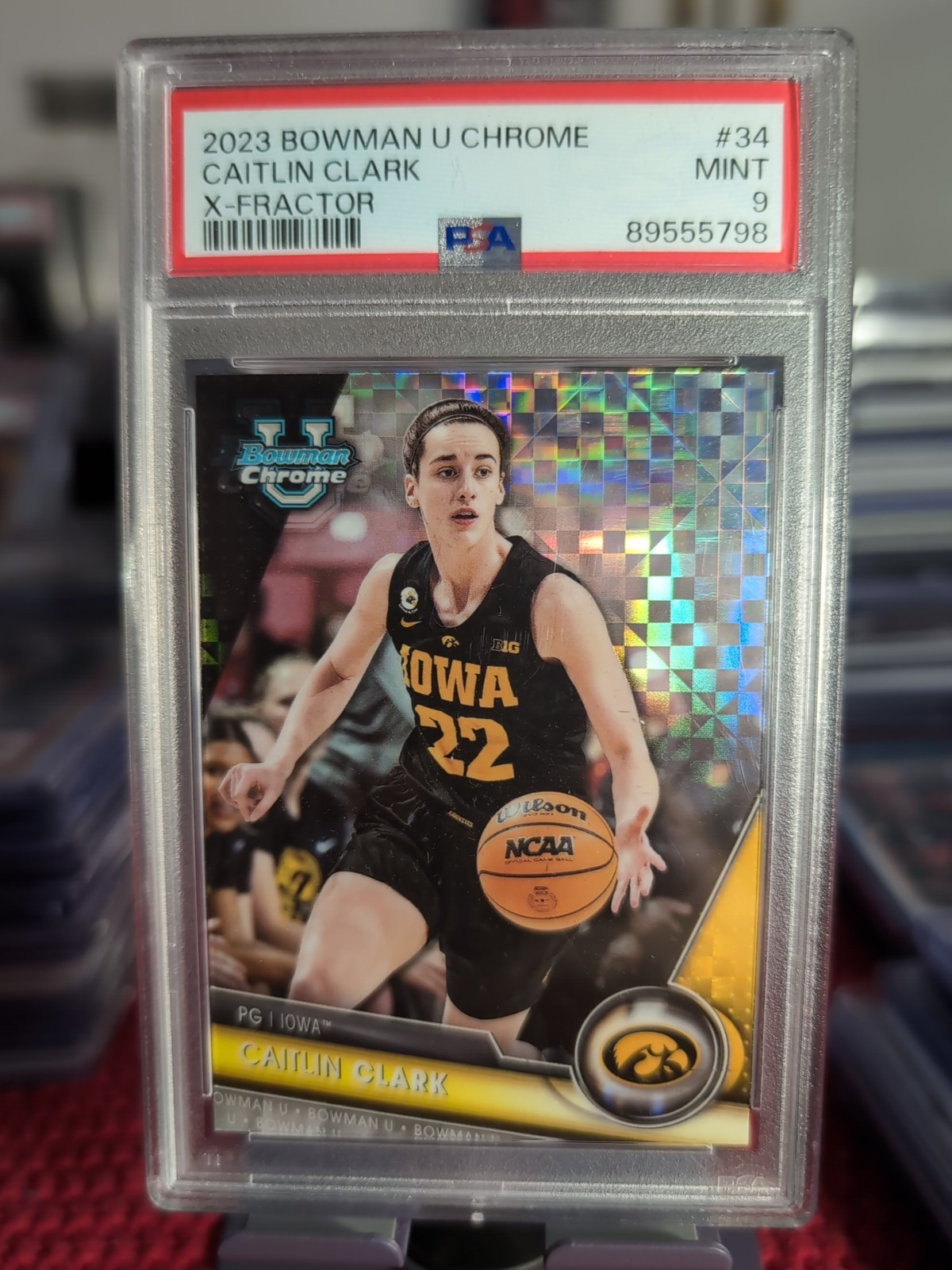 2023 BOWMAN U CHROME #34 CAITLIN CLARK X-FRACTOR PSA 9 IOWA HAWKEYES