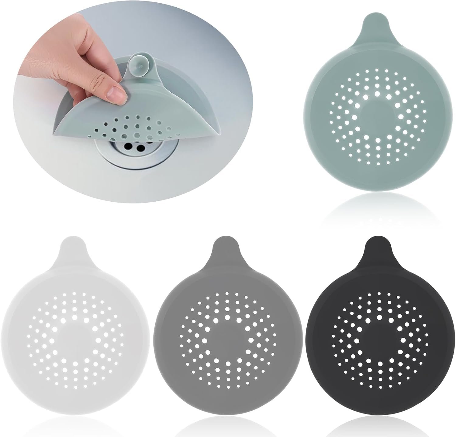 4 Pack Shower Drain Hair Catcher Sink Strainer with Suction Cup for Bathroom UK