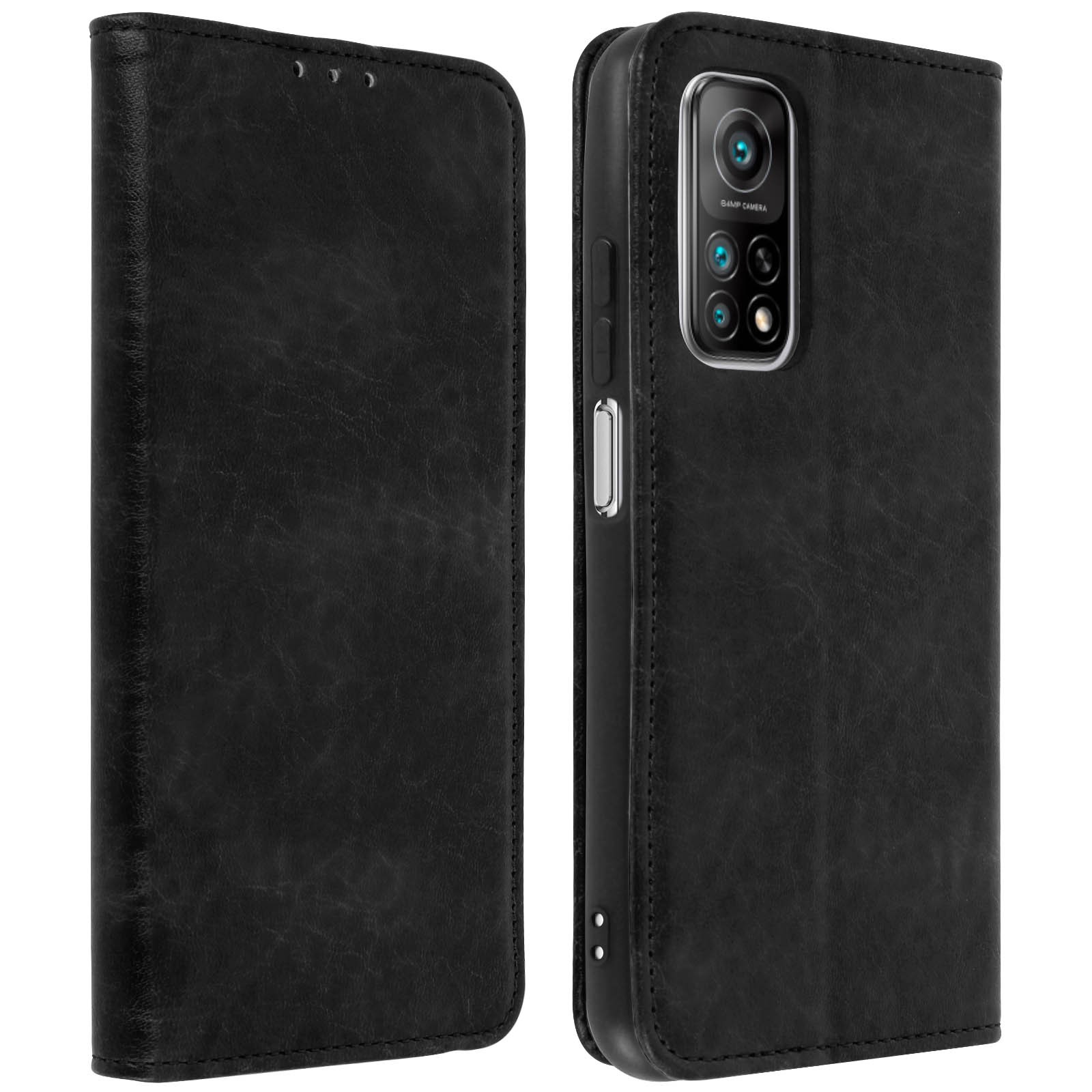 Étui portefeuille Xiaomi Mi 10T Pro Avizar finition vintage noire