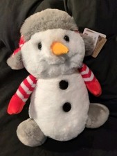 Aurora Snowman W/ Hat 10" Soft Plush Stuffed Animal Christmas Toy Tag Attached