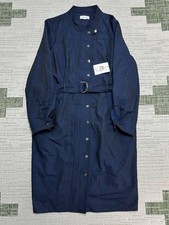 Calvin Klein Shirt Dress Womens 12 Blue Denim Stretch Roll Up Sleeve Belted New