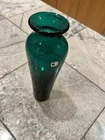 Vintage 10" Blenko Green Pinched Blown Glass VASE