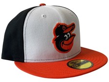 New Era Baltimore Orioles Fitted 59Fifty White Black Orange Baseball Hat - 7 1/8