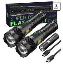 Rechargeable Flashlights High Lumens 100000 with Side Light - 2 Pack,
