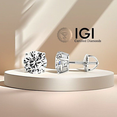 IGI zertifizierte 4,00 Karat E VVS2 Lab Grown Diamant Ohrstecker 14K Gold
