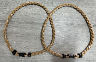 (LOT OF 2) PHITEN Twisted Rope Titanium Necklace Tan Color 21''-22'' - NEW