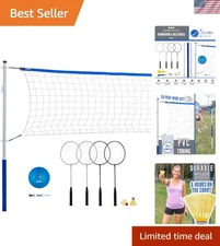 Portable Volleyball and Badminton Outdoor Combo Set - 20ft Adjustable Net