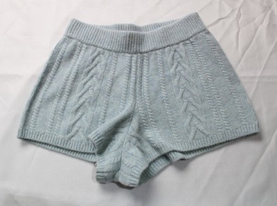 Zara Women's Ski Collection Wool Cable-Knit Shorts MS7 Light Blue