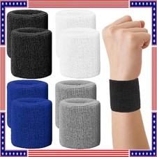 6Pcs 3 Inch Wrist Sweatbands Tennis Wrist Bands Absorbent Sweat Band for Unisex