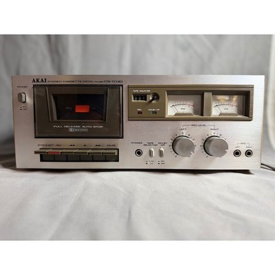 Akai CS-703D Stereo Cassette Deck Vintage Silver Face Wood Case