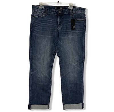 Kut From The Kloth Catherine Boyfriend Jeans Size 14 BNWT Stretch Denim Cuffed