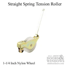 Straight Spring Tension Roller Assembly 1-1/4" Nylon Concave Wheel (Pair)