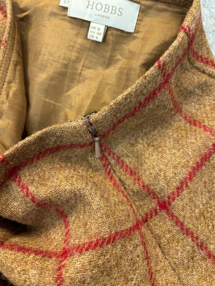 Hobbs Falda Lana Cuadros Talla UK 8 Marrón Rojo Mujer’s Forrada Eu36 Pre Loved En muy buena condición Foto 4 de 4