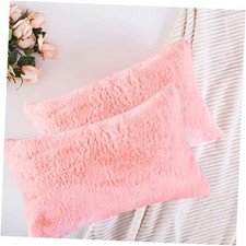 Pillow Covers 12x20 Plush Fluffy Faux Fur Throw 20" x 12" Pack of 2 Pink