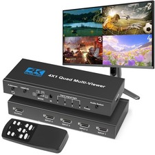 HDMI Multiviewer Switch 4x1 Seamless Switcher Quad Multi-Viewer HDMI Switcher...