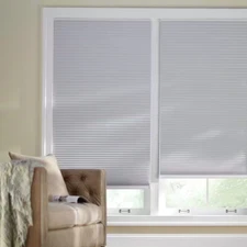Shadow White Cordless Blackout Polyester Cellular Window Shades-17 In. W X 64 In