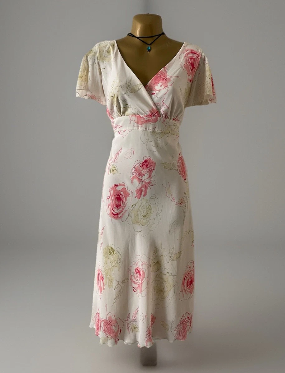 Robe midi en lin avec imprimé pour femmes en Bleu