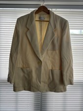 Vintage Liz Claiborne Size 14 Wool Blazer Jacket Ivory Career Business Casual