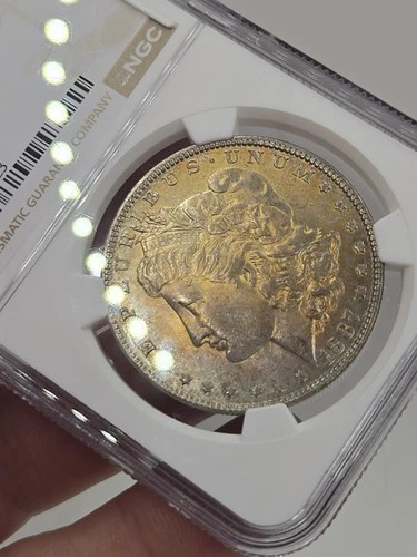 1887 $1 Morgan Silver Dollar ☆57☆ MS63 Philadelphia BU GOLDEN TONED ☆
