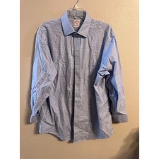 Brooks Brothers Mens Dress Shirt 16 1/2 2/3 346 Blue Plaid Non Iron All Cotton