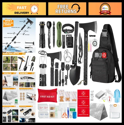 360Pcs Emergency Survival Kit | Bug Out Bag, First Aid Pouch, Camping Gear & Too deal from eBay