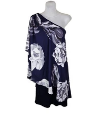 Alice + Olivia Silk One Shoulder Floral Dress ~ Size XS~Flowy Party Drape Fairy