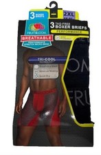 FRUIT OF THE LOOM-BLACK-3PK Mens Performance TRI-COOL MESH BOXER BRIEFS 2XL NEW