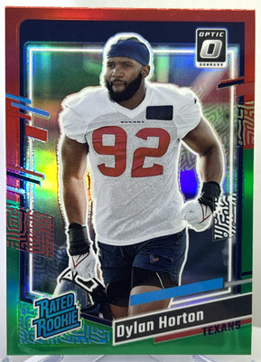 2023 Panini Donruss Rated Rookie Dylan Horton #340 Optic Red & Green Holo Prizm