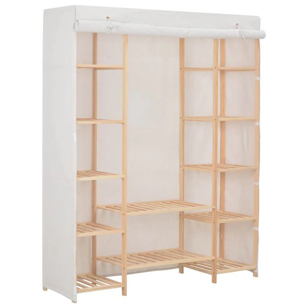 Vidaxl Kleiderschrank Weiß 135 X 40 X 170 Cm Stoff Neu-image