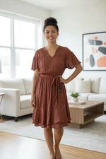 NWT Womens Simply Vera Wang shabby rose V-Neck Short Sleeve Dress SIZE XXL