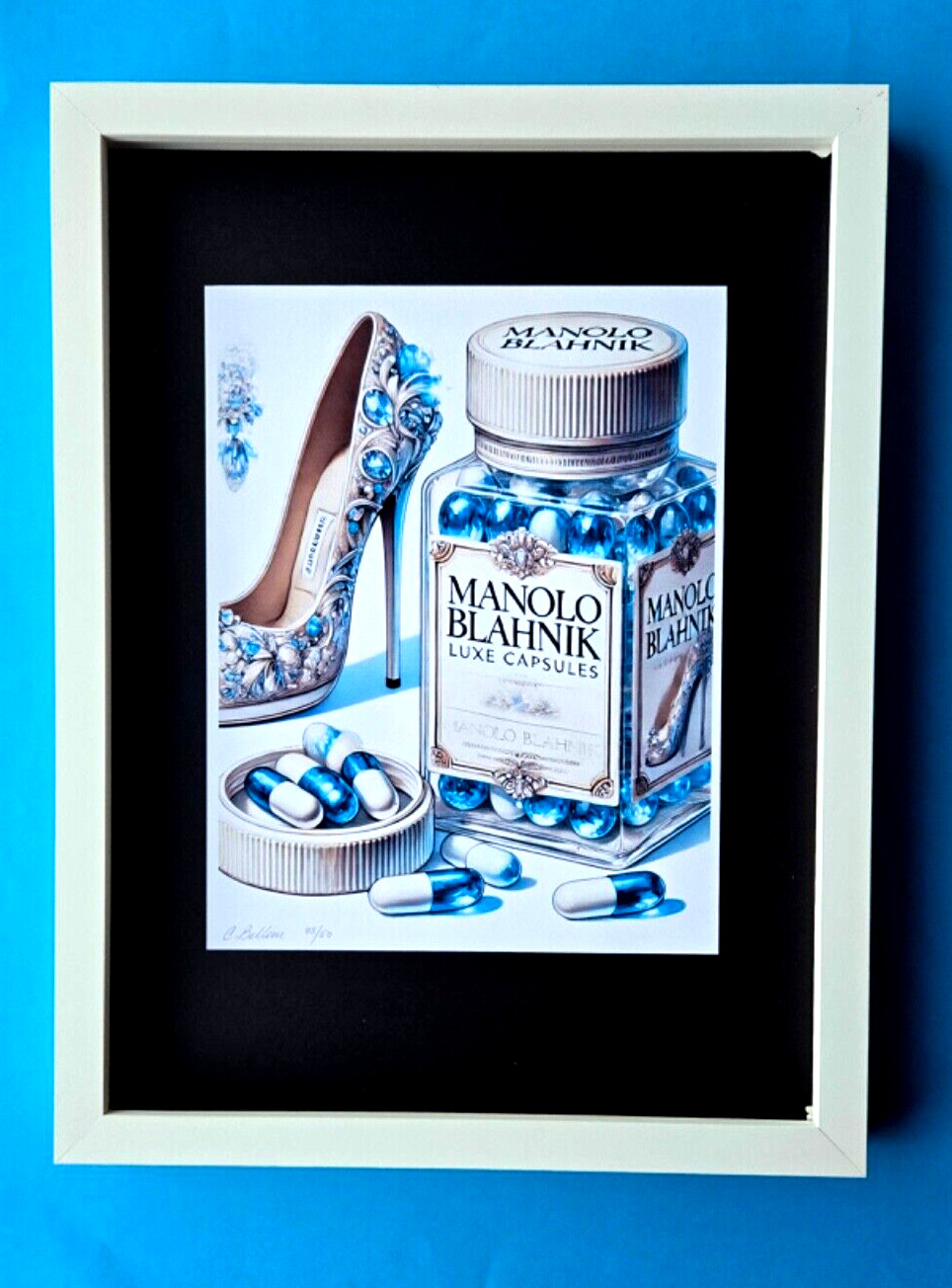CHIARA BELLINI | MANOLO BLAHNIK COMFORT PILLS Hand Signed Authentic Print | COA