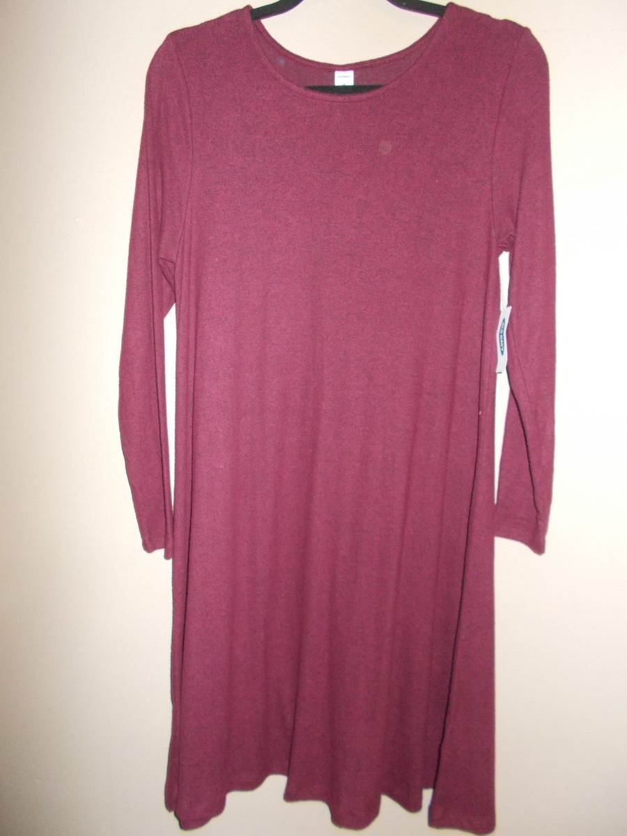 NWT Old Navy Womens Size M Purplish T-Shirt Flare Dress Long Sleeves
