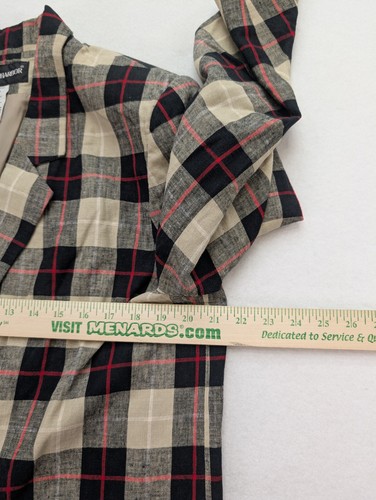 Sag Harbor Vintage Women's Linen Blend Blazer Jacket Size 14 Plaid - Picture 7 of 14