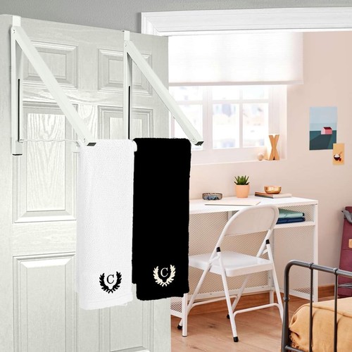 Over The Door Hanger Metal 2 Hooks Collapsible Towel Rack Storage Organizer - Picture 11 of 11