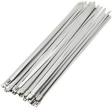 100PCS Heavy Duty 16" Stainless Steel Metal Cable Zip Tie Self Lock Strap 