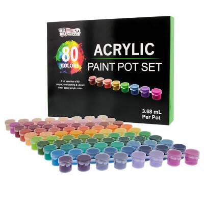 Professional 80 Color Art Acrylic Paint Set, 3.68ml Tubes, Rich Vivid Colors