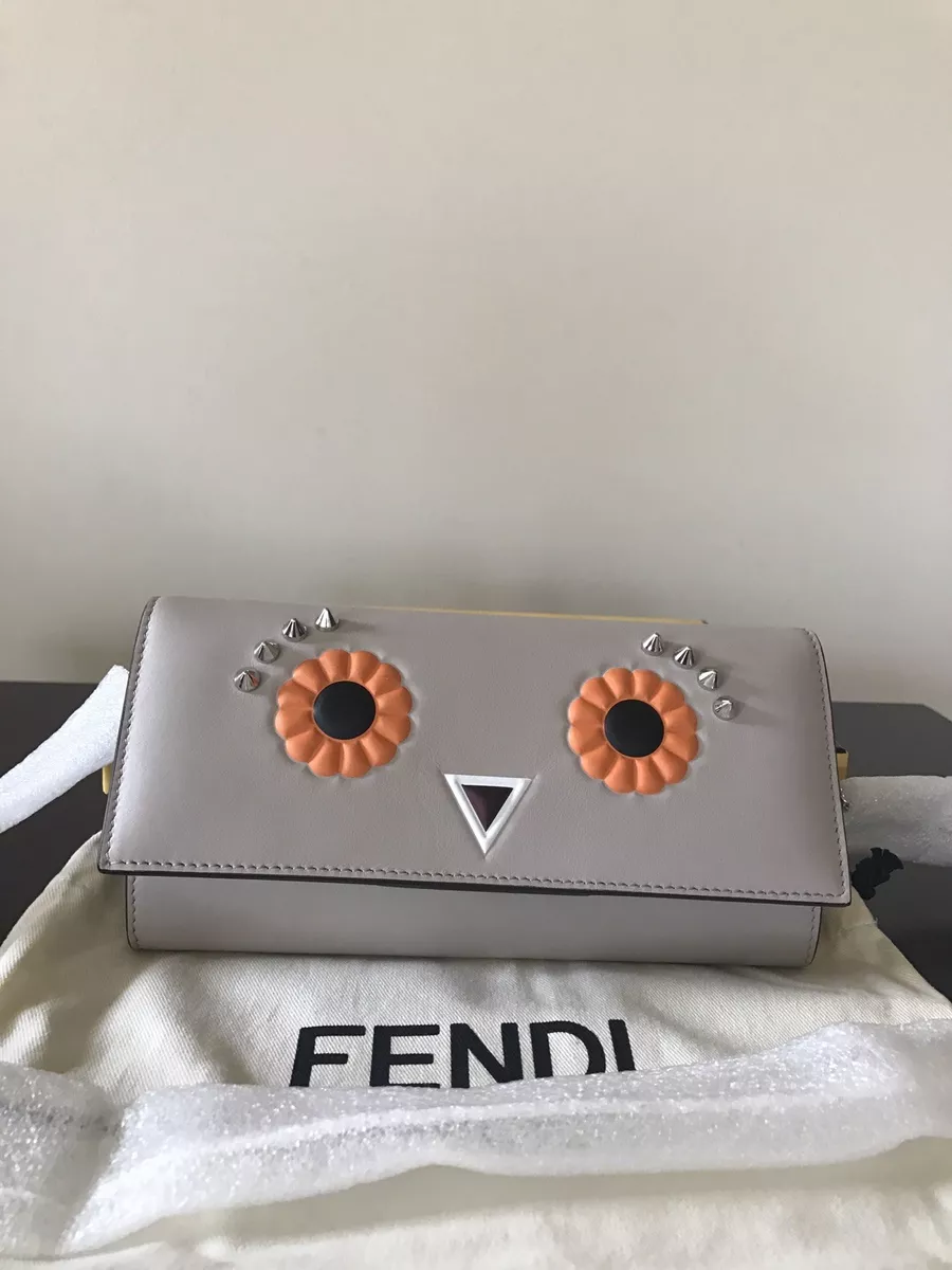 Black Fendi Monster Wallet on Chain Crossbody Bag