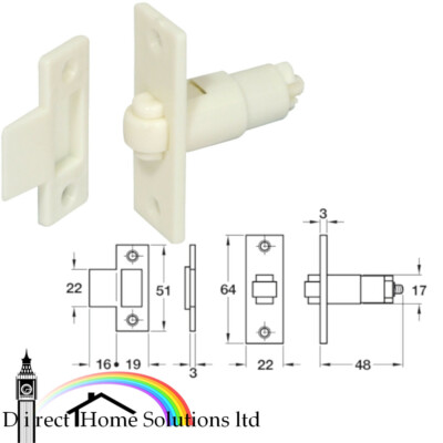 Hafele Rollschnäpper, Einsteckschlitz, Größe 48 mm, für Türen in voller Größe, weißes Nylon