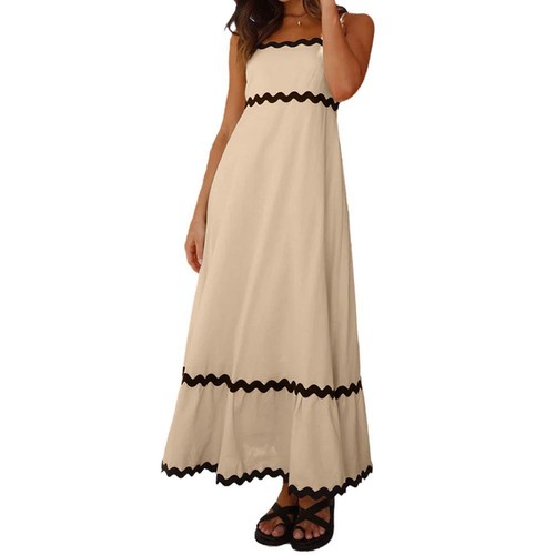 Boho slip dress 2024 Summer Spaghetti Straps Sleeveless Backless Sundress Hot C7 - Picture 2 of 30