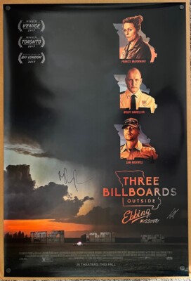 THREE BILLBOARDS OUTSIDE EBBING MISSOURI MOVIE POSTER ORIGINAL *SIGNED* 27x40