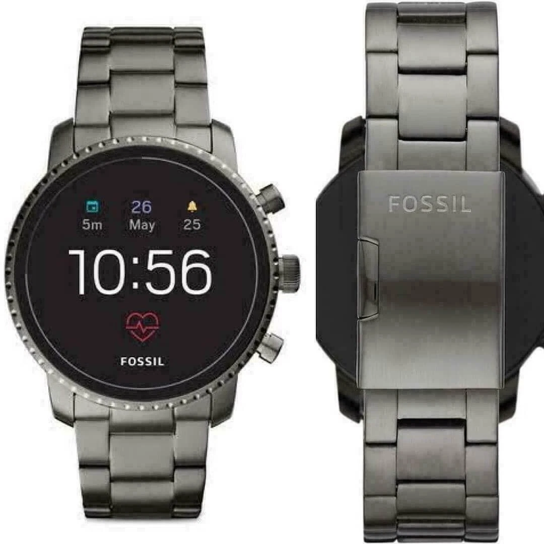 Fossil explorist hr sales smoke stainless steel