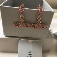 Vivienne Westwood Earrings Pierce Mini Bas relief Orb Pink Gold IN BOX