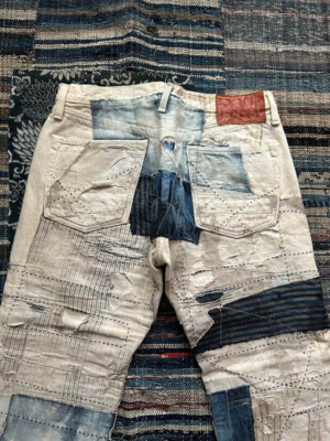 KAPITAL BORO PATCHWORK DENIM PANTS MEN COLOR WHITE MATERIAL KAPITAL BORO PATCHWORK DENIM PANTS MEN COLOR WHITE MATERIAL